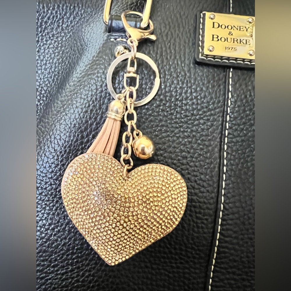 Purse or Handbag Charm Key Chain Gold With Bling NWOT